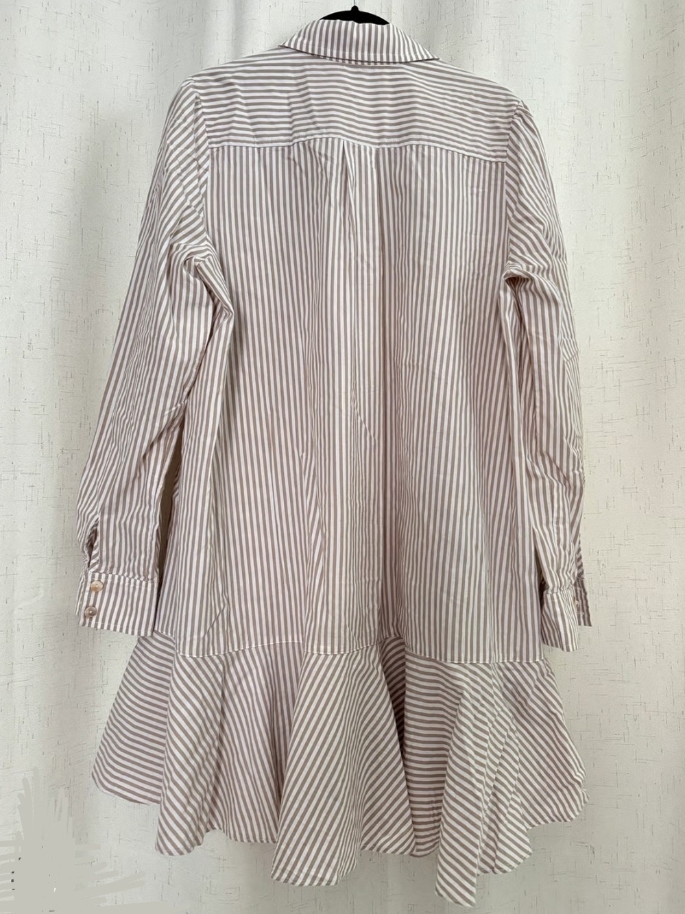 Tuckernuck Pomander Place Tan & White Striped Poplin Callahan Shirt Dress Sz S